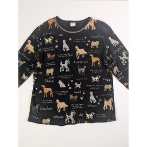 Jess & Jane Womens Top My Best Friend Rhinestone 3/4 Sleeve All Over Print Shirt